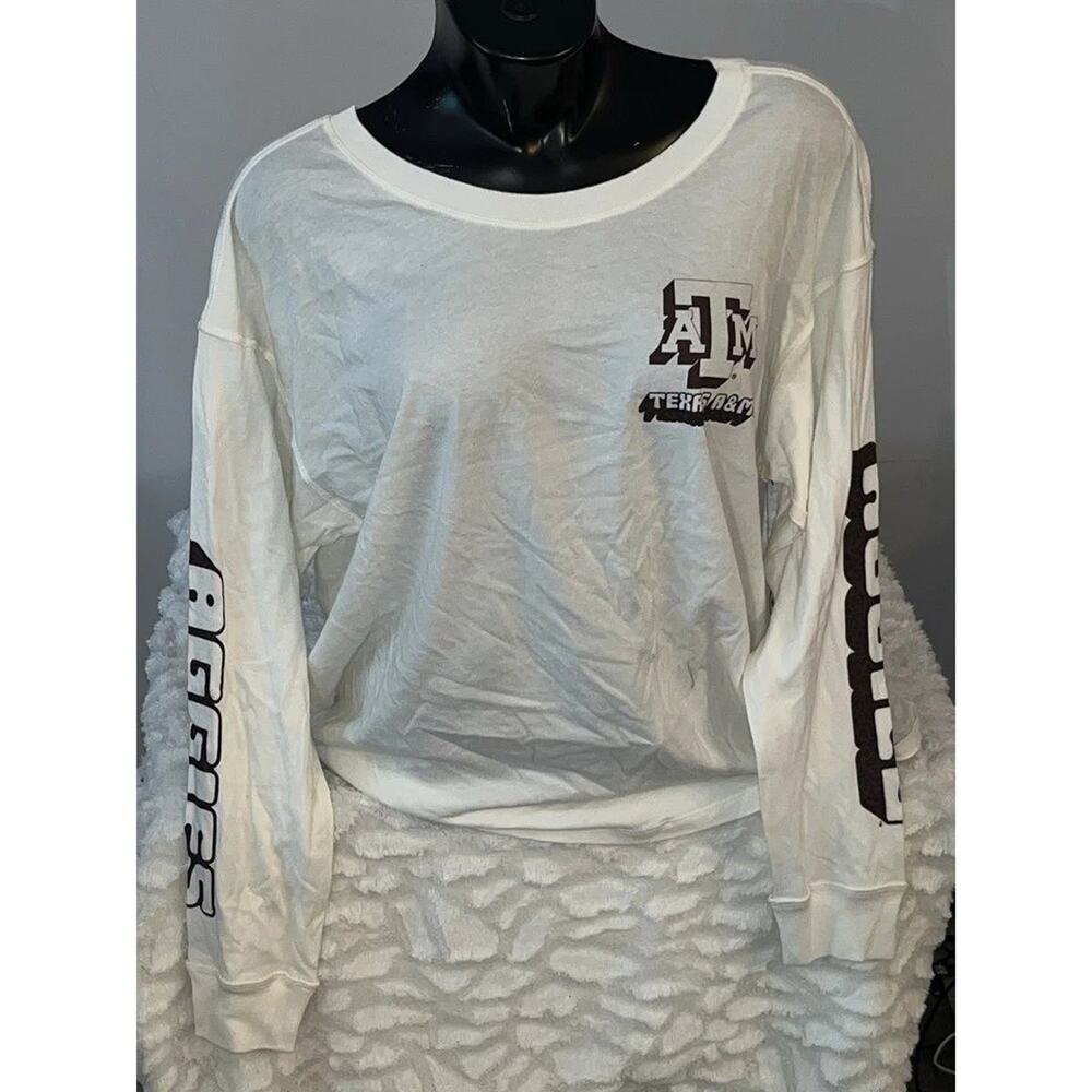 Texas A&M Aggies Long Sleeve T-Shirt White 47 Brand College Tee Women's XL NWT
